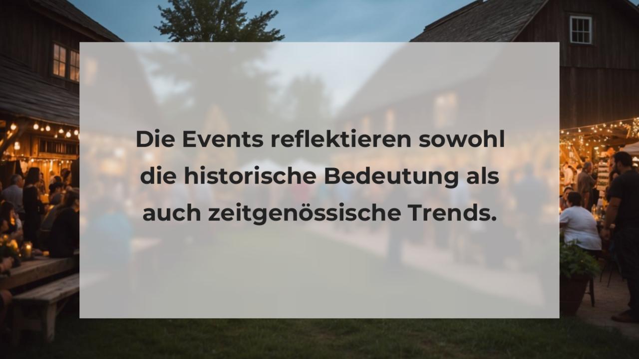 Die Events reflektieren sowohl die historische Bedeutung als auch zeitgenössische Trends.