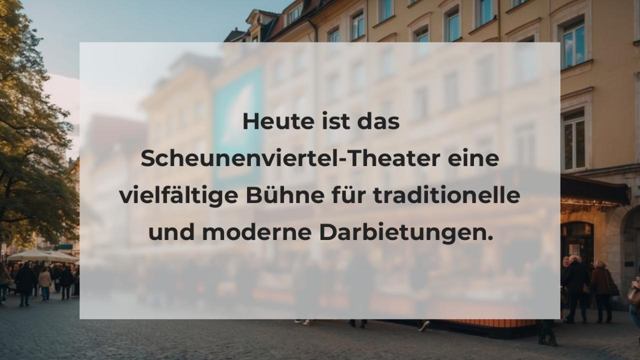 Heute ist das Scheunenviertel-Theater eine vielfältige Bühne für traditionelle und moderne Darbietungen.